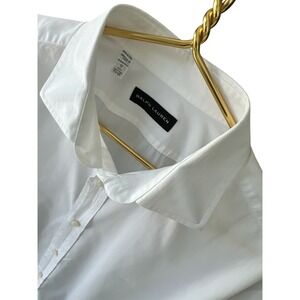Ralph Lauren Black Label White Dress Shirt 17 French Cuff Made Italy Cotton RARE